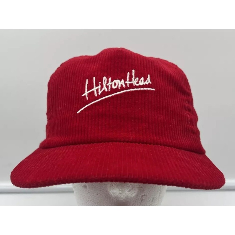 Vintage Hilton Head Island South Carolina Snapback Red Corduroy Hat Adult Mens